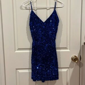 Mini Navy Blue Sequin Dress